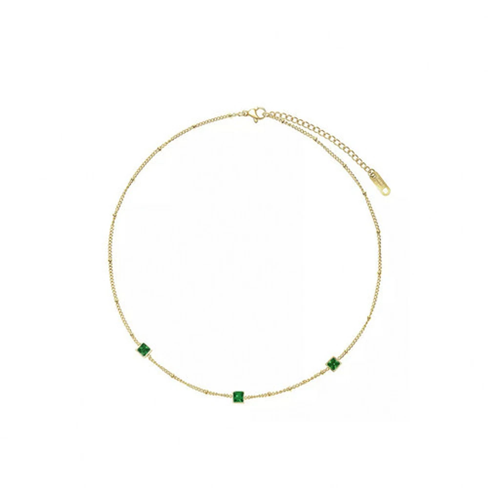 Emerald Cubic Gem Necklace