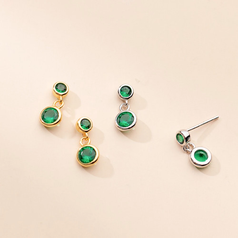 Drop Down Emerald Studs