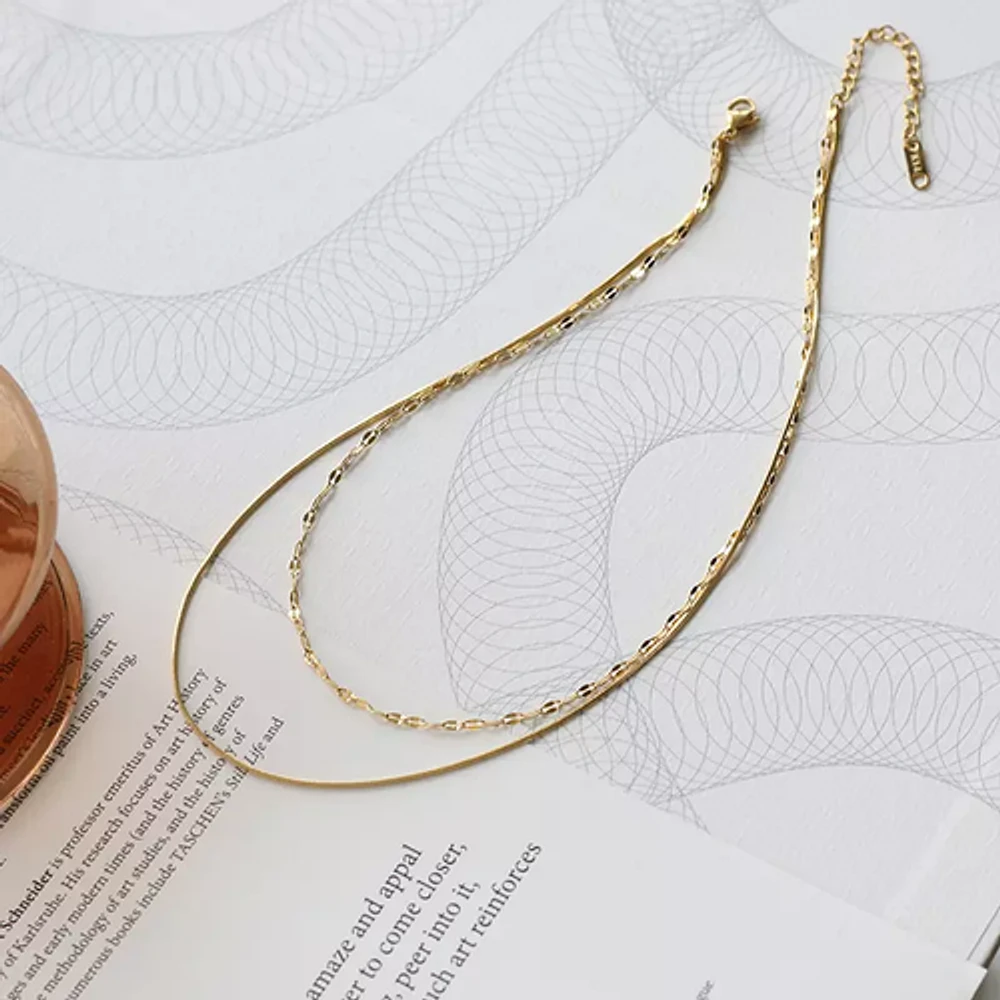 Dual Layered Bling Chain + Rope Necklace