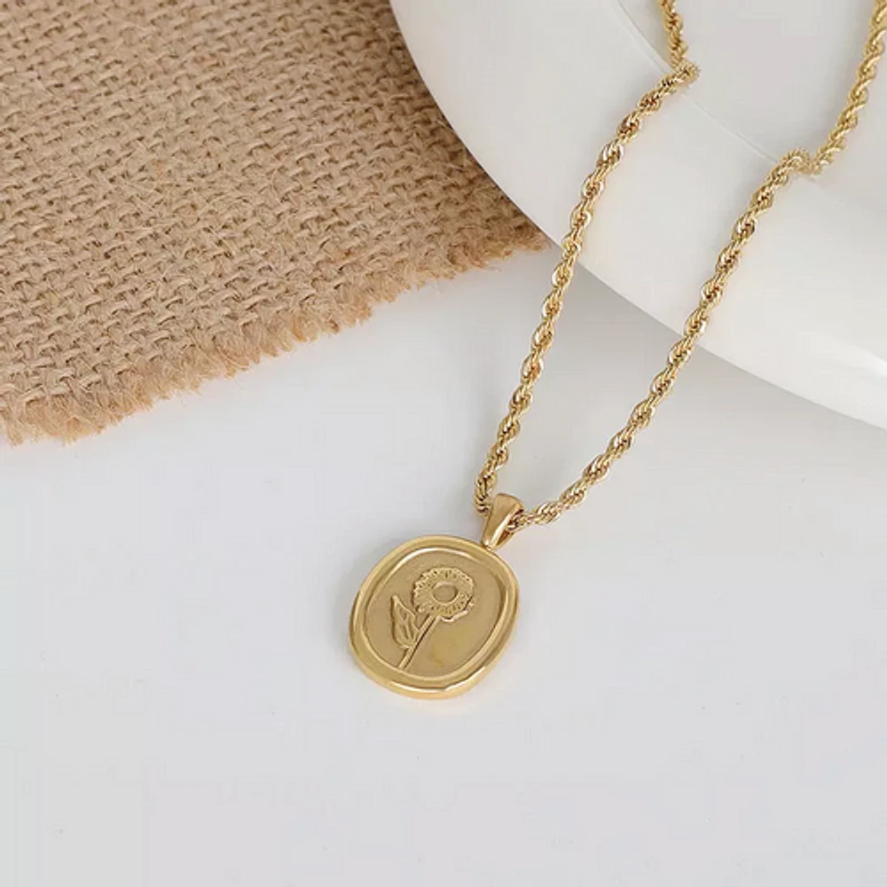 Simple Sunflower Pendant Necklace