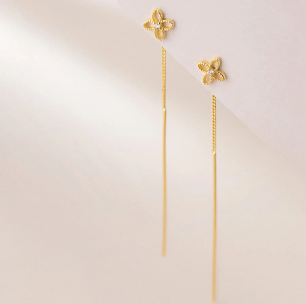 Hollow Floral Threaded Earrings