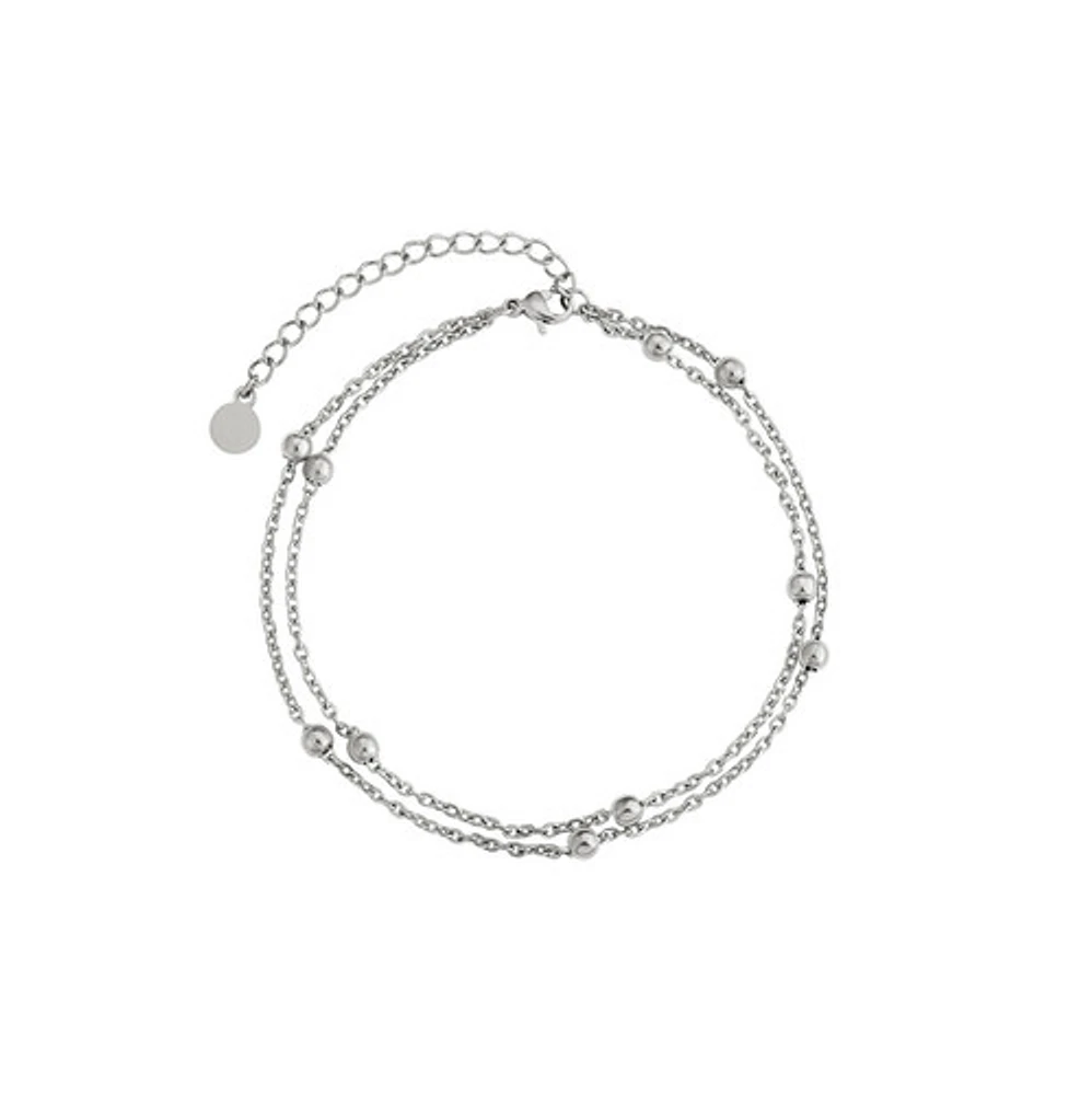Steel Dual Layer Beaded Anklet
