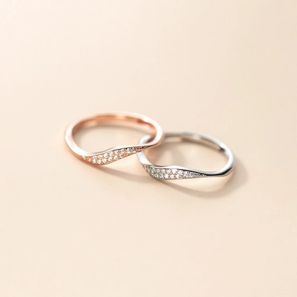 Waved Crystal Ring