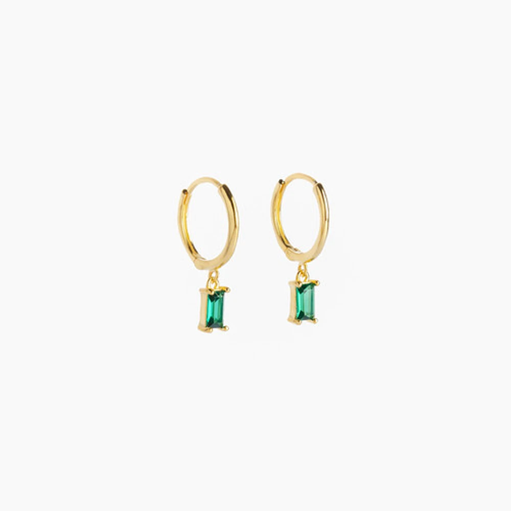 Gold Jewel Drop Huggie Hoops