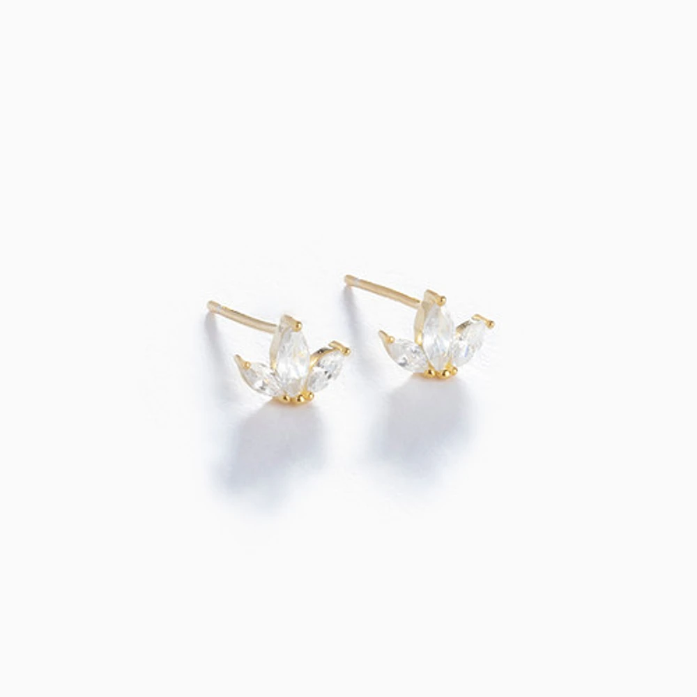 Gold Studded Trinity Earrings