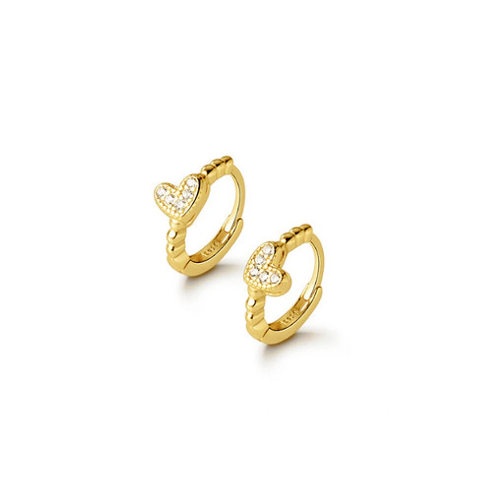 Crystal Heart Mini Hoops