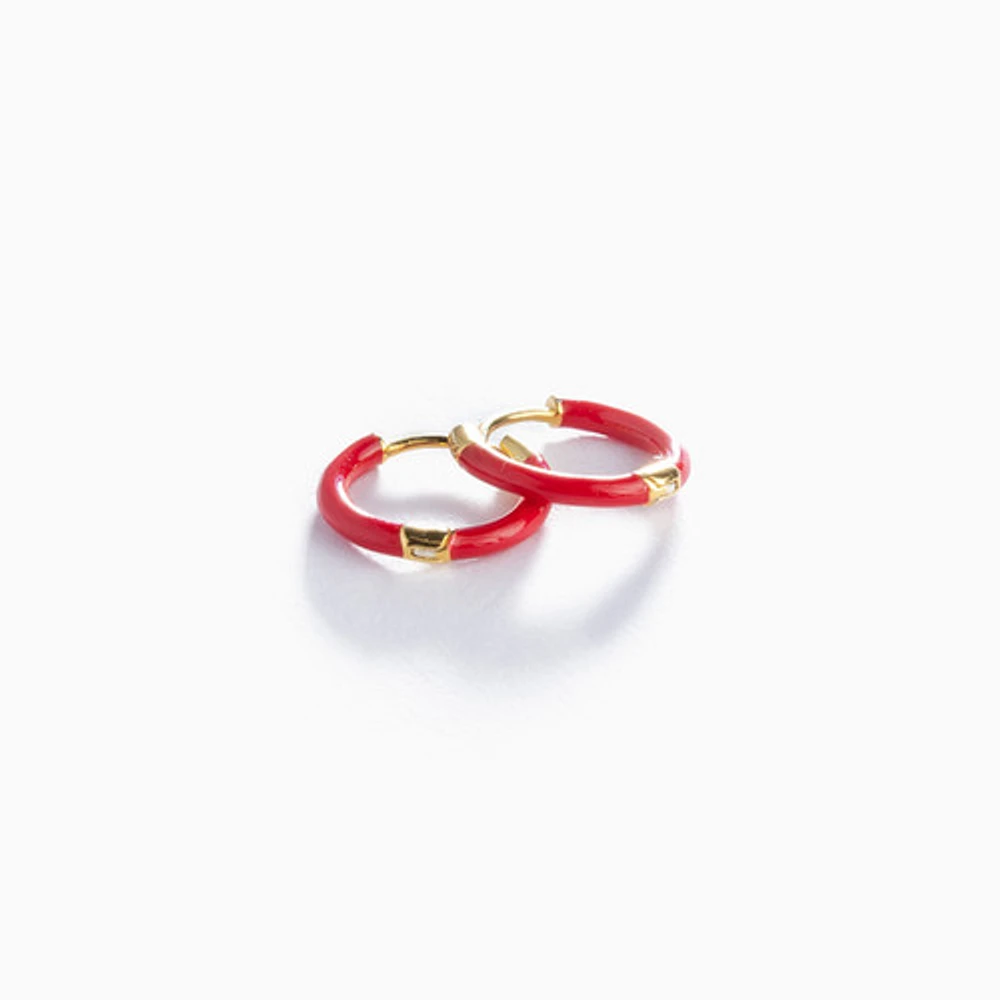 Cherry Red Enamel Infinity Hoops
