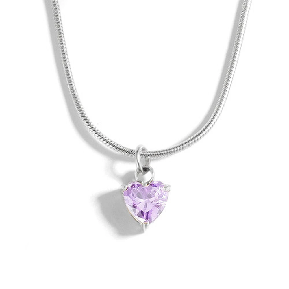 Steel Birthstone Heart Necklace