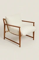 WOODEN ACCENT CHAIR WITH REMOVABLE CUSHION