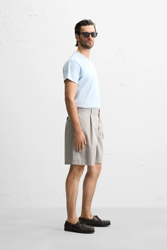 BERMUDA RELAXED FIT EFFET PLISSÉ
