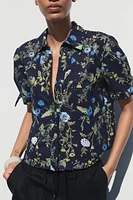 PRINTED SHIRT WITH EYELET EMBROIDERY