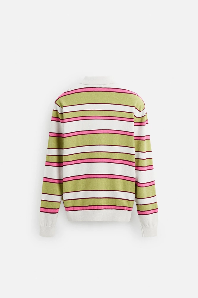 STRIPED KNIT POLO SHIRT