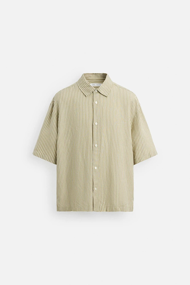 CHEMISE RAYURES LIN - VISCOSE