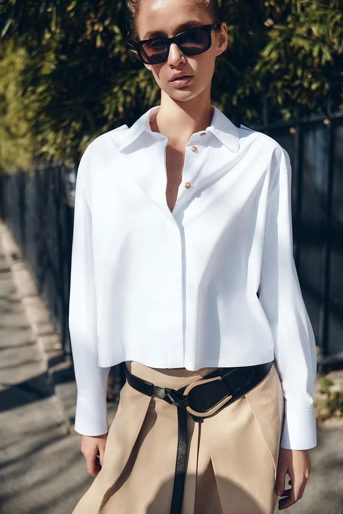 CHEMISE COURTE EN POPELINE