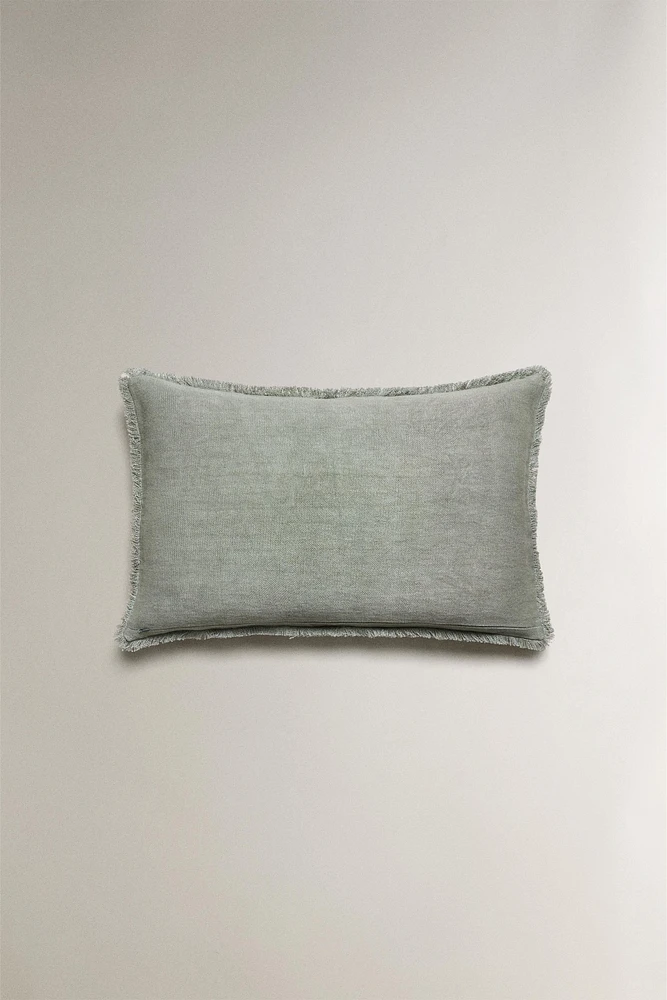 FRINGED THROW PILLOW COVER