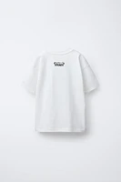 TEXT AND LABEL PRINTED T-SHIRT