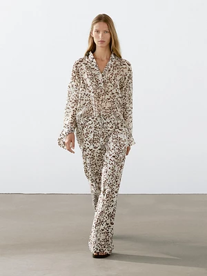 Oversize animal print blouse