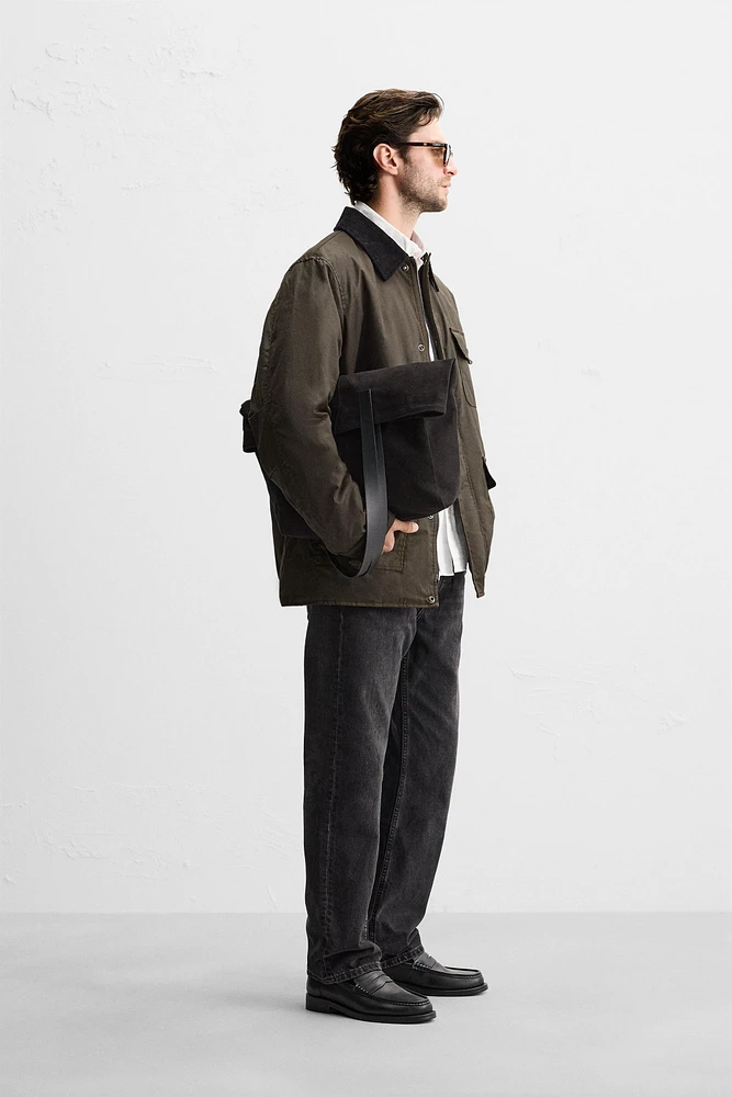 PARKA CIRÉE À COL EN MATIÈRES VARIÉES