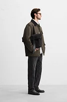 PARKA CIRÉE À COL EN MATIÈRES VARIÉES