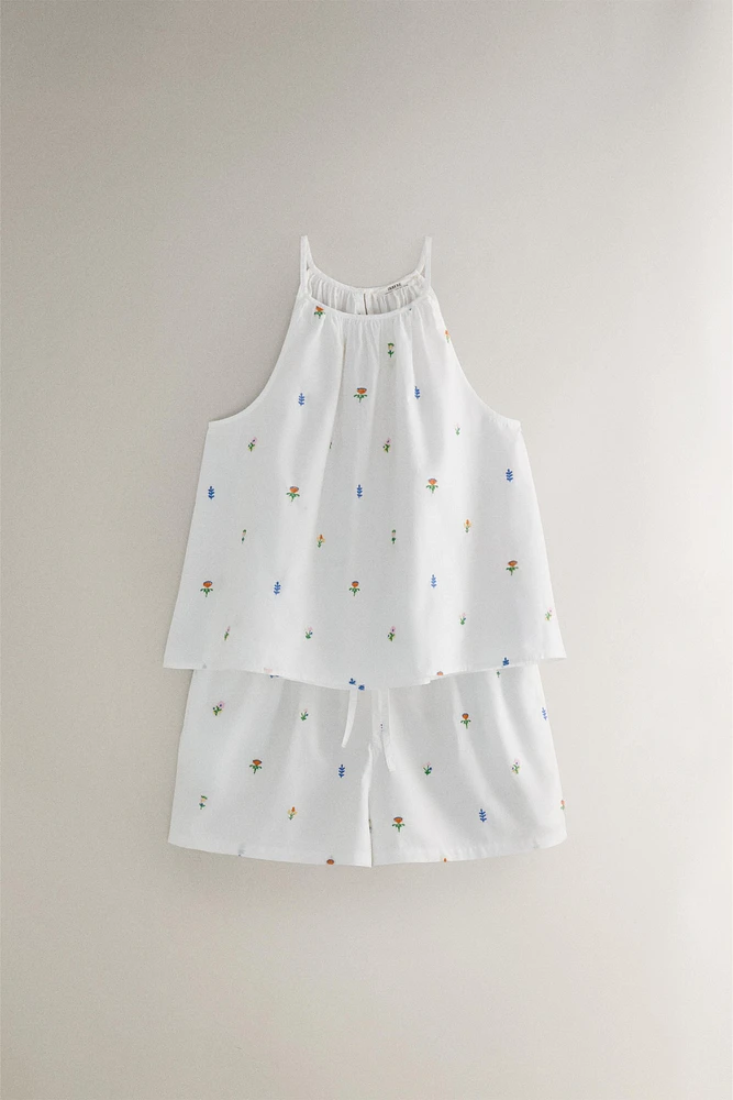 COTTON SHORTS WITH MINI FLOWERS