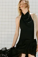 HALTER RUFFLE MAXI DRESS