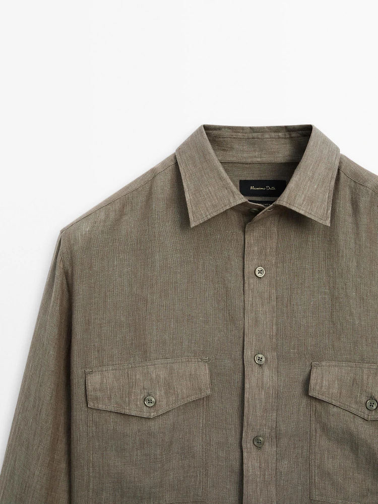Chemise avec poches 100 % lin