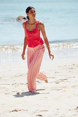 PANTALON RUSTIQUE LARGE RAYÉ