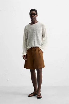 RELAXED FIT PLEATED BERMUDA SHORTS