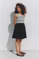 CONTRASTING CROCHET KNIT DRESS
