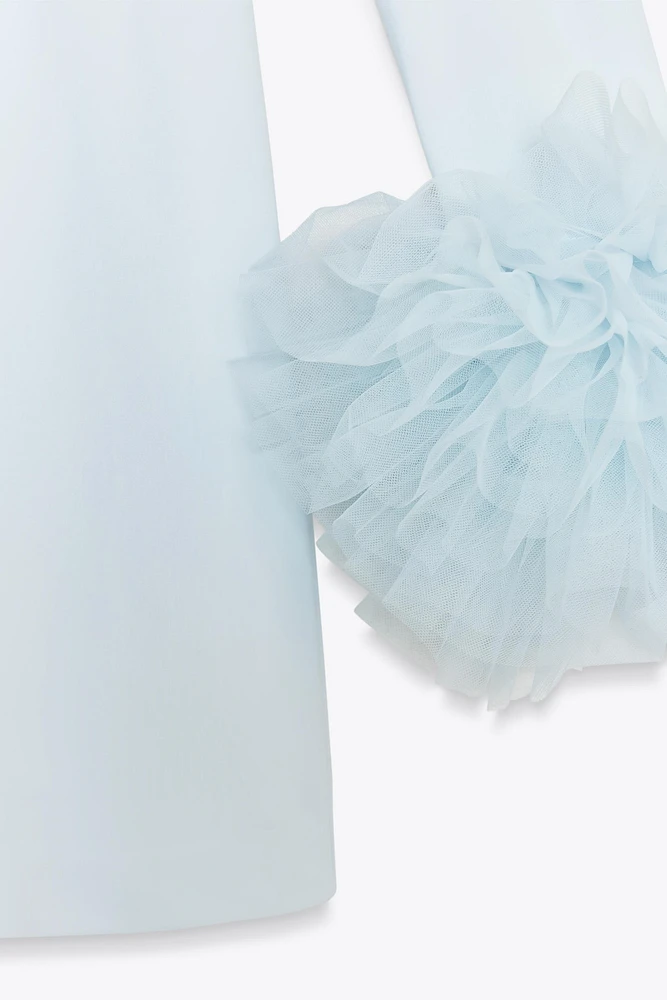 SHORT TULLE CUFF VOLUME DRESS