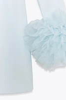 SHORT TULLE CUFF VOLUME DRESS