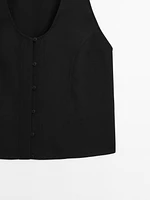 Top boutonné surpiqûre et plastron