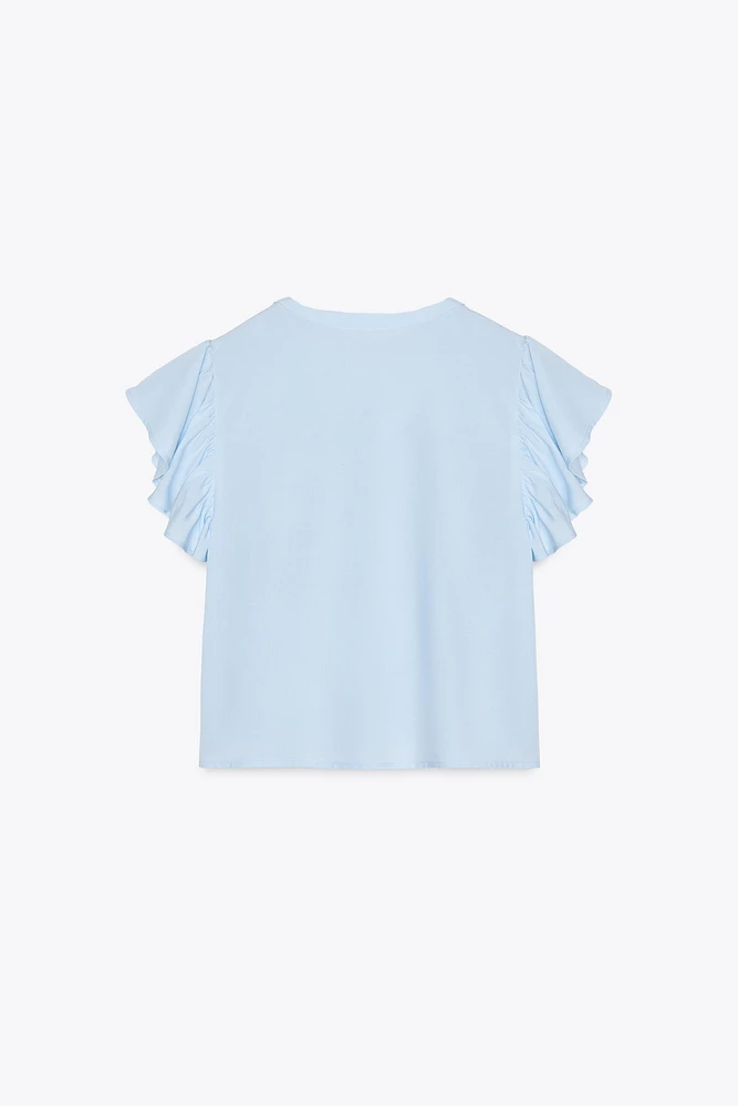 SHORT SLEEVE RUFFLE SHIRT