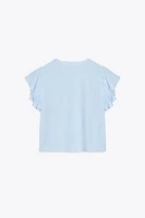SHORT SLEEVE RUFFLE SHIRT