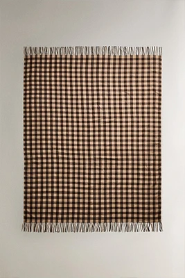 CHECK BLANKET WITH FRINGING