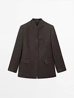 Blazer lin col montant