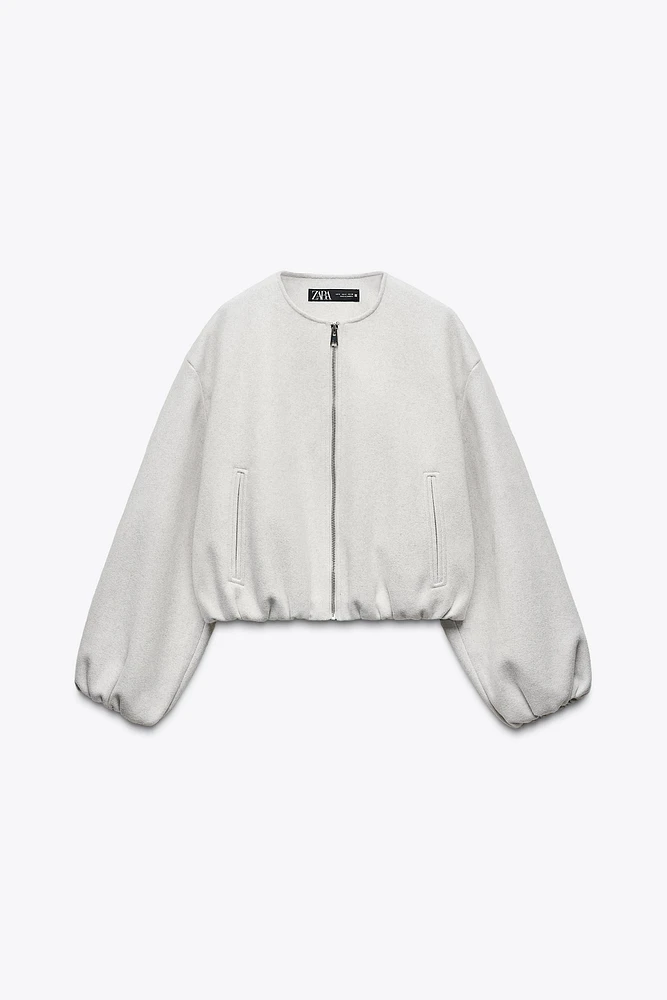 BLOUSON BOMBER DOUX À FINITIONS ÉLASTIQUES