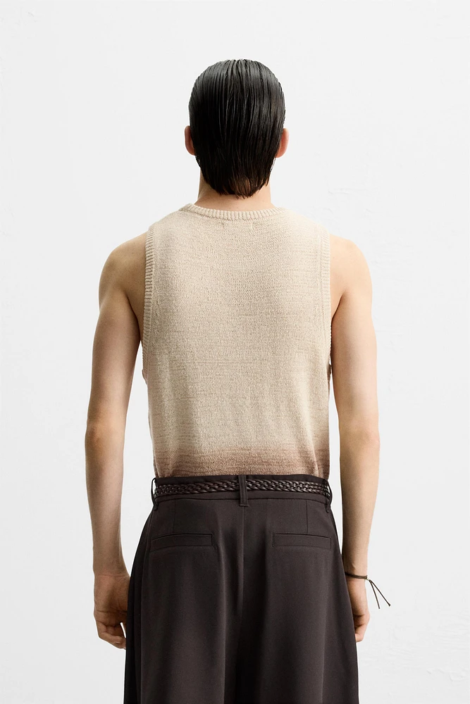 COTTON LINEN BLEND KNIT T-SHIRT