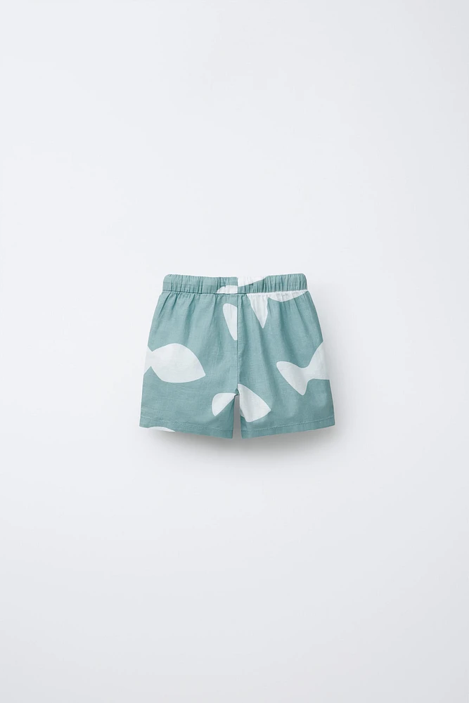 FISH PRINT BERMUDA SHORTS