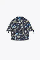 PRINTED SHIRT WITH EYELET EMBROIDERY