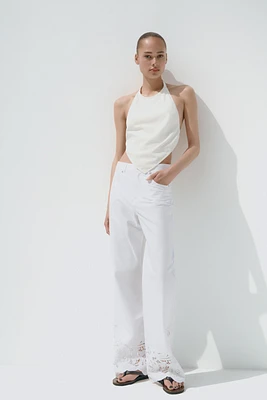 EMBROIDERED STRAIGHT LEG PANTS