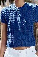 KNIT CARDIGAN WITH SHORT SLEEVES