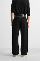 LEATHER PANEL CARGO JEANS