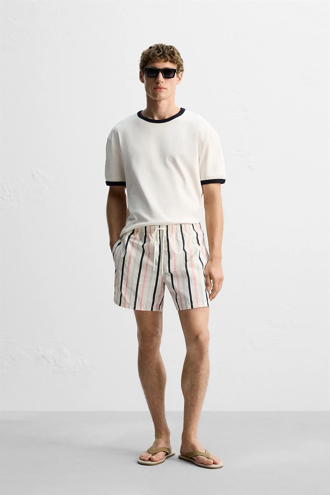 MAILLOT DE BAIN MI-LONG À IMPRIMÉ RAYURES