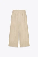 WRINKLED EFFECT SEMI-SHEER WIDE LEG PANTS