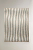 CHECK WAFFLE-KNIT BLANKET