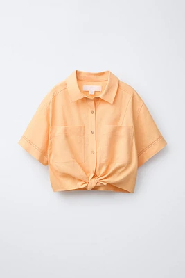KNOTTED LINEN BLEND SHIRT