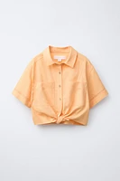 KNOTTED LINEN BLEND SHIRT