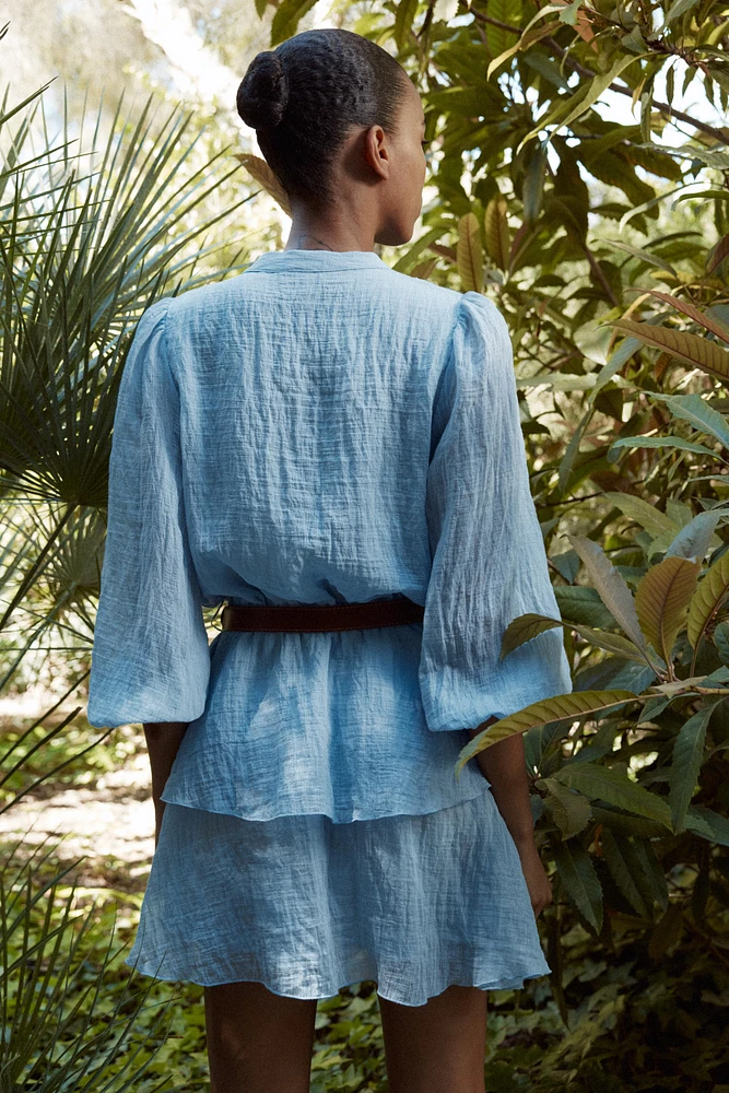 BELTED RUFFLED DRESS