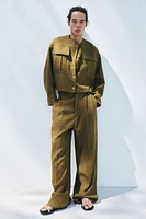 LINEN BLEND PLEATED PANTS ZW COLLECTION